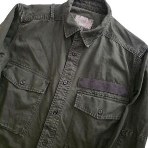 G-Star RAW Men's L Olive Green Cargo‎ Pocket Utility Military Shirt  /jacket